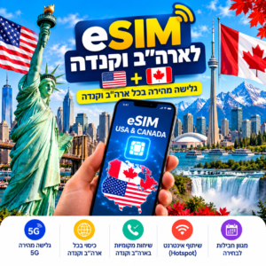 eSIM לארה"ב וקנדה – חבילת גלישה לאינטרנט בארה"ב וקנדה